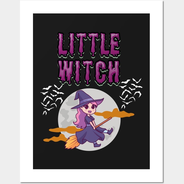 Little witch trick or treat halloween costume - cute spooky halloween Wall Art by Rubi16